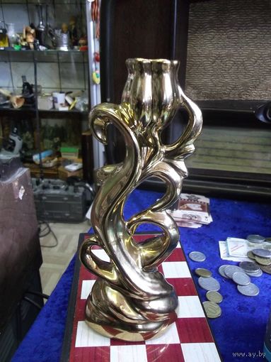 Подсвечник, фаянс, 21 см.