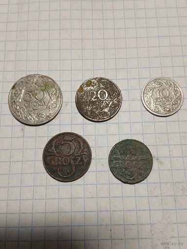 Монеты Польши 5 шт., одним лотом. Старт с 2-х рублей. Смотрите другие лоты много интересного.