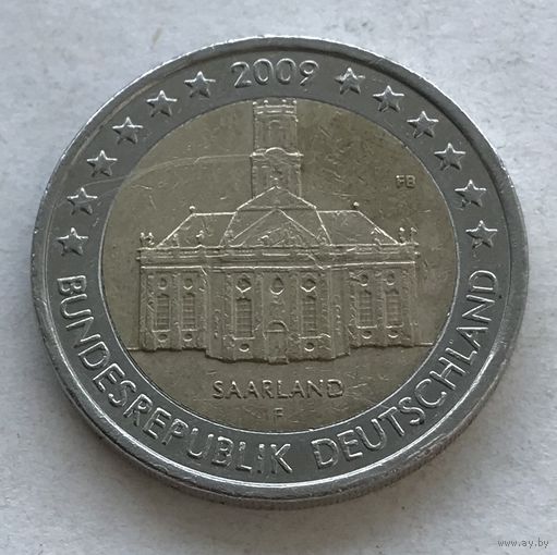 Германия 2 евро 2009 - Церковь Людвига в Саарбрюккен, Саар (F - Штутгарт)