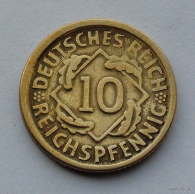 Германия 10 рейхспфеннигов, 1924 D