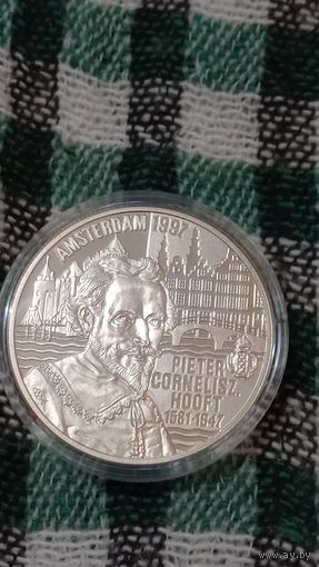 Нидерланды 20 евро 1997 Питер Корнелисзон Хофт серебро