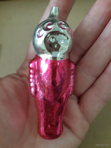 Игрушка ёлочная Космонавт, стекло. СССР