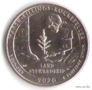 25 центов 2020 г. Парк=54 Национальный исторический парк Рокфеллера Вермонт Двор S _UNC