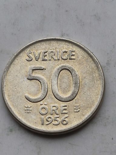 50 эре 1956 года Швеция. Серебро 400. Монета не чищена. 45222