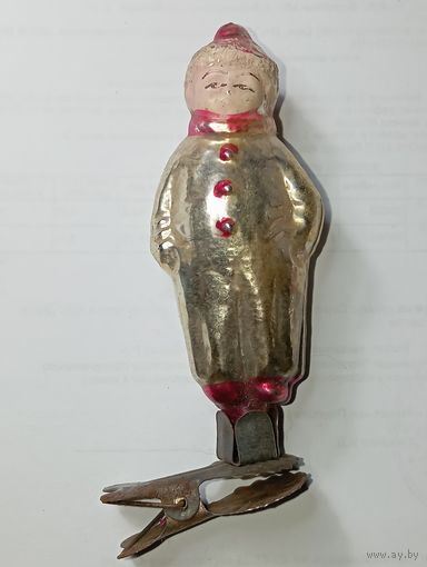 Игрушка на ёлку ,  Мальчик клоун , винтаж , стекло , СССР .