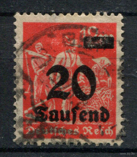 Веймарская Республика - 1923г. - стандартный выпуск, надпечатка 20 Tsd на 12 М - 1 марка - гашёная. Без МЦ!
