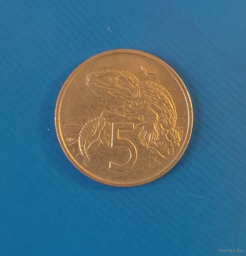 Новая Зеландия 5 центов 1970 год Елизавета II ящерица