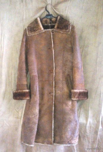 Дублёнка женская Bulli Leather (коричневый цвет). Р-р 42-44 (S). Материал: натуральная кожа и мех.