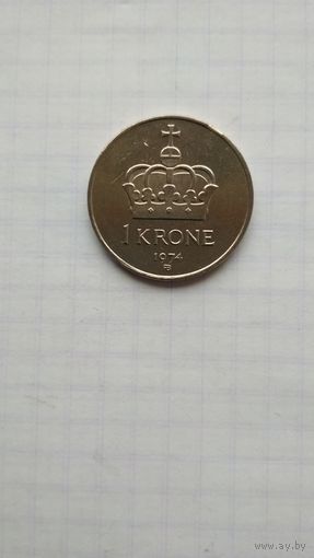 1 крона 1974 г. Норвегия.