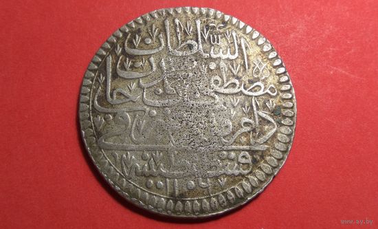 1 куруш (40 пара) 1695 (1106). Константинопольский МД. Турция. Османская империя.  Мустафа II. Cеребро 19.65г.