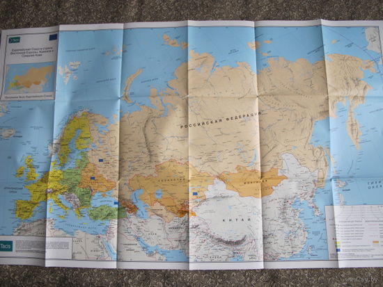 Большая (60х100 см) карта стран Евросоюза, Восточной Европы, Кавказа и Средней Азии (2004 г.)