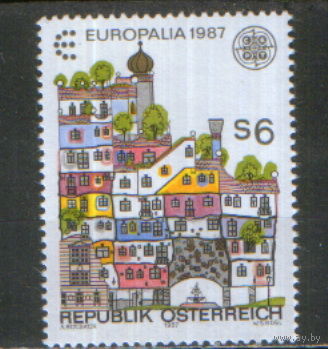 Полная серия из 1 марки 1987г. Австрия "СЕРТ. Дом Хундертвассера в Вене" MNH