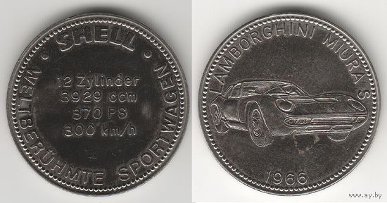 Жетон SHELL История автомобилестроения " Lamborghini Miura S 1969 "