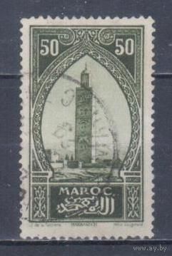 [199] Французские колонии. Марокко 1923. Культура.Архитектура.Минарет. Гашеная марка.