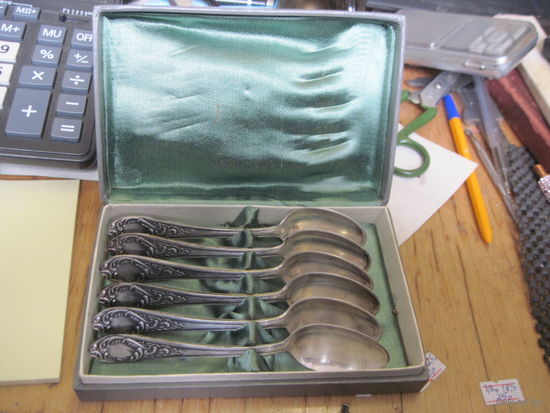 Набор советских серебряных чайных ложек(14 см) 875 пробы.