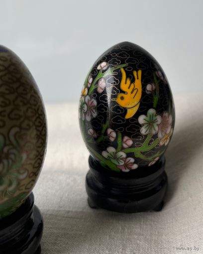 Статуэтка Яйцо Клуазоне клуазонне Перегородчатая эмаль с подставкой 6,5 х 4,5см