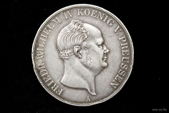 2 талера 1856 г. Пруссия (Германия), Фридрих Вильгельм IV. Кабинетная патина, пореже!