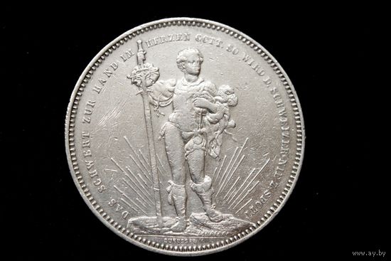 5 франков 1879 г, Швейцария. "Стрелковый фестиваль в Базеле". Редкая!