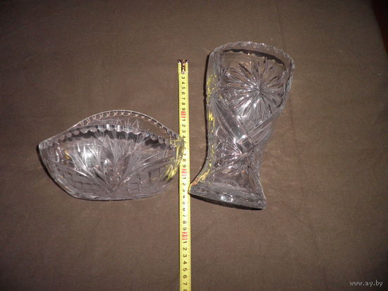Хрустальная ваза и салатница времён СССР(большие)С рубля.