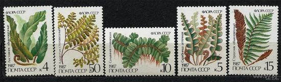 Папоротники. 1987. Полная серия 5 марок. Чистые