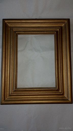 Рамка для картины, фото, рама из дерева широкая золотистая, деревянная рамка
