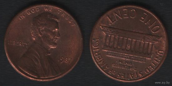 США km201b 1 цент 1987 год (-) (_5 ТОРГ ЛЮБОЙ