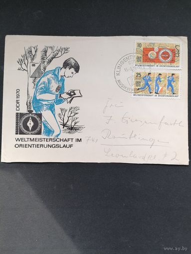 ГДР 1970 КПД с полной серией марок "Чемпионат мира по ориентированию" (спецгашение) марки Mi.1605-1606 каталог 1.40 евро