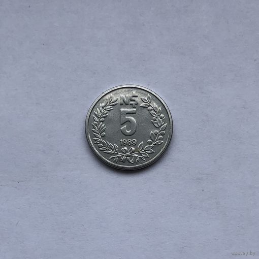 5 новых песо 1989