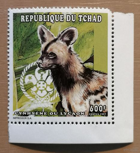 Марка Чад 1997 г., серия -- Фауна Африки, гиеновидная собака.