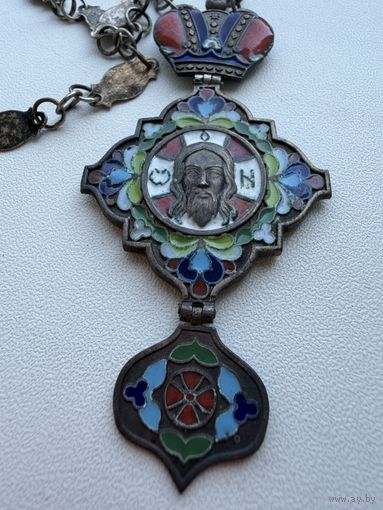 Панагия. Спас Нерукотворный. Серебро 84 пр. клеймо мастера. Россия. Начало 20 века