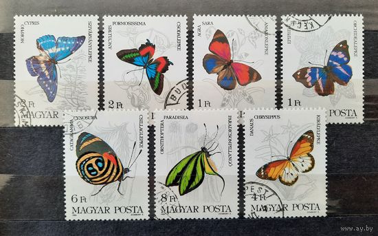 Венгрия 1984г. Серия из 7 марок. Бабочки. гаш.