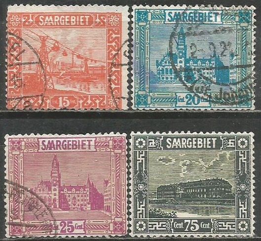 Германия(СААР). Пейзажи. 1923г. Mi#98-101. Серия.