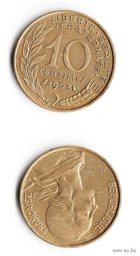 10 сантимов Франция 1963 год
