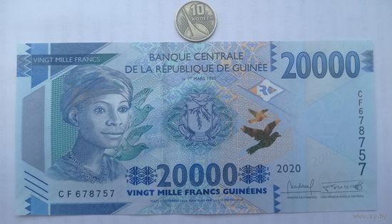 Werty71 Гвинея 20000 франков 2020 UNC банкнота