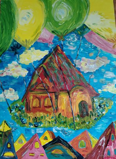 Картина, авторская, холст на картоне, акрил, 30 *40