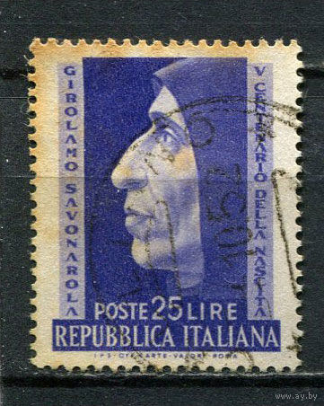 Италия - 1952 - Портрет Джироламо Савонарола - [Mi. 868] - полная серия - 1 марка. Гашеная.  (Лот 44Gi)-T2P34