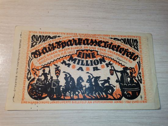 1 миллион марок 1923 года, Билефельд,  Германия.