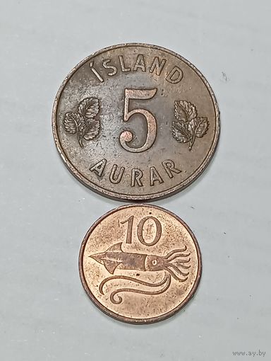 Исландия 5 Эйро 1946 и 10 Эйро 1981 года .