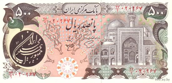 Иран 500 риалов образца  1981 года UNC p128