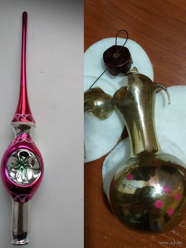 Две елочные игрушки - одна верхушка без дефектов, вторая бонусом в реставрацию