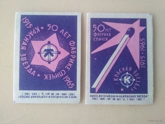 Спичечные этикетки  ф.Красная звезда. 50 лет фабрике спичек "Красная Звезда".1965 год
