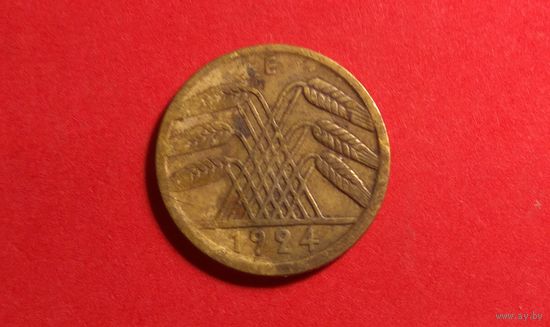 5 пфеннигов 1924 Е. Германия. Веймарская республика (Рентенмарка).