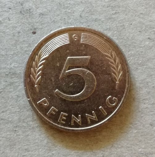 Германия 5 пфеннигов "G" Карлсруэ, 1988 год, KM# 107. ю