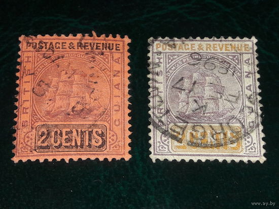 Британская Гвиана 1889 - 1905 Стандарт. Фрегат "Сандба". 2 марки