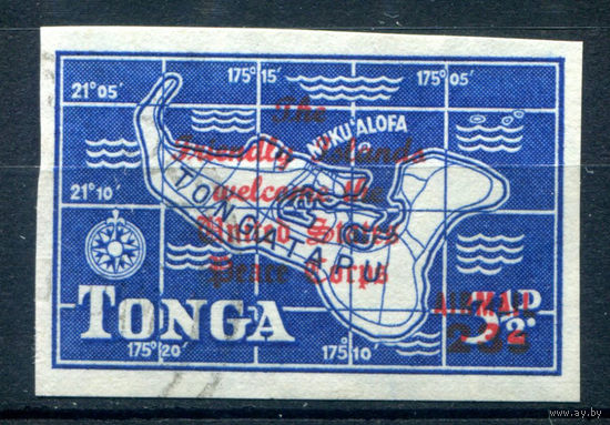 Британский протекторат - Королевство Тонга - 1967г. - ландшафты, карта, авиапочта, 23 S - 1 марка - гашёная [Mi 226]. #4-B5-106-A-2