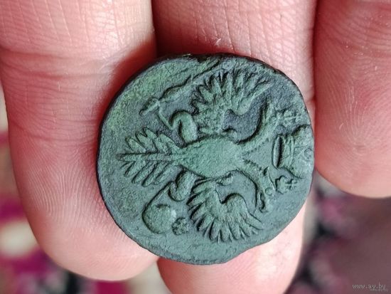 Деньга 1730 года в хвосте 5 перьев