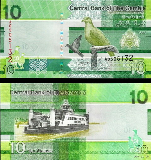 Гамбия 10 даласи образца 2019 года UNC pw38