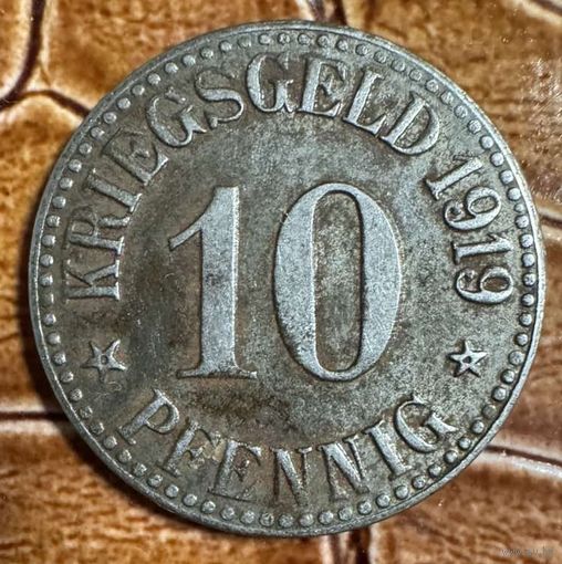 Монета 10 пфеннигов 1919 год. Кассель. Веймарская республика.