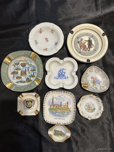 Пепельницы Подставка Позолота Клейма Европа СССР ЛФЗ Коллекция Керамика Фарфор металл Цептер металл