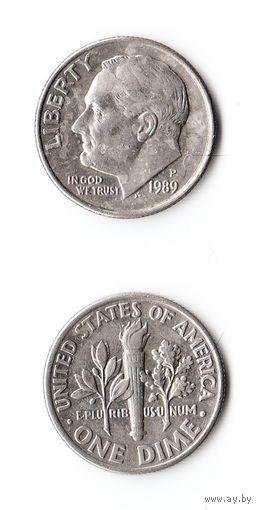 США 10 центов 1989 (P) года